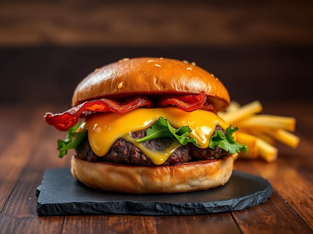 Página del recetario con hamburguesa gourmet